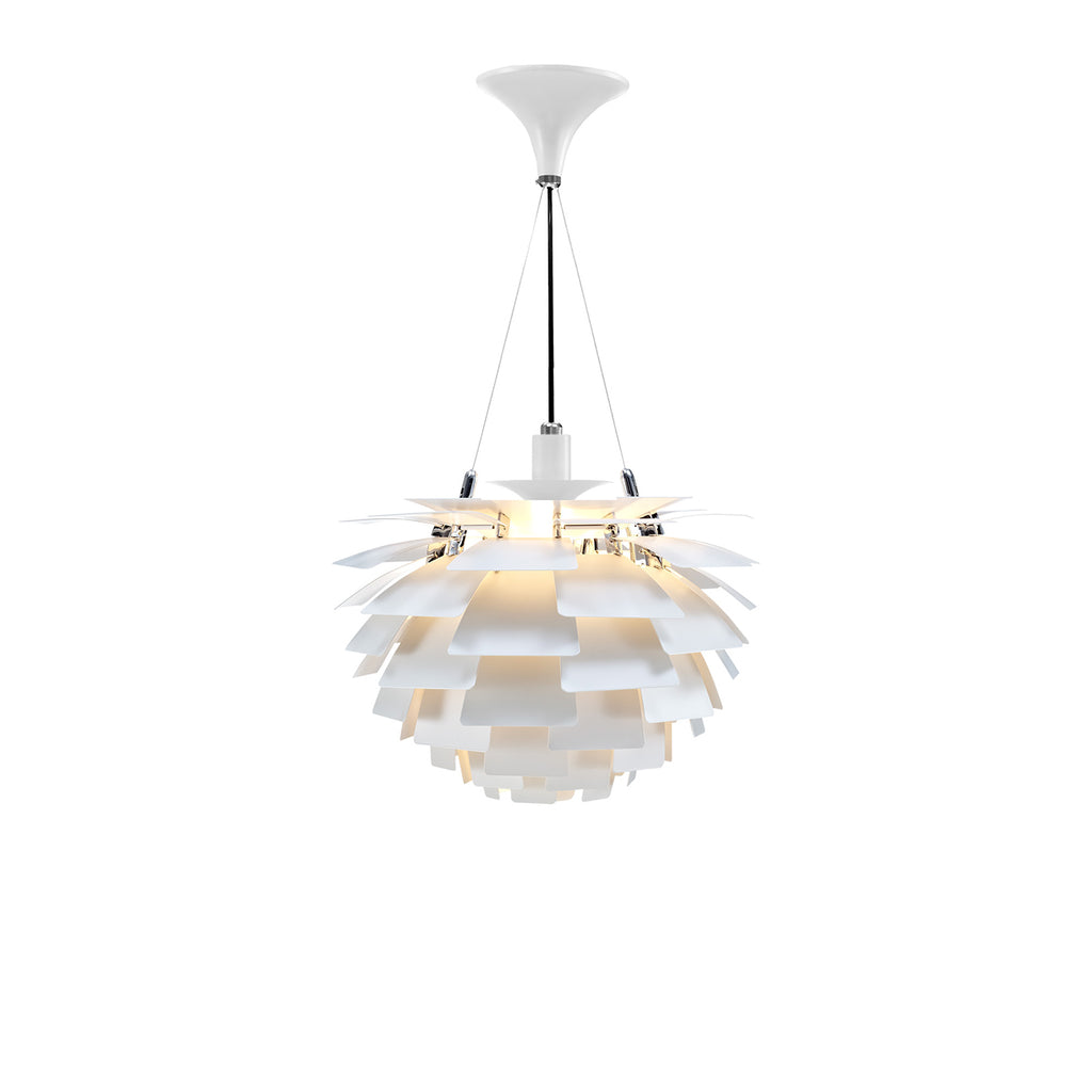 Artichoke Chandelier - White Metal Finish -Poul Henningsen Style - 3 Sizes