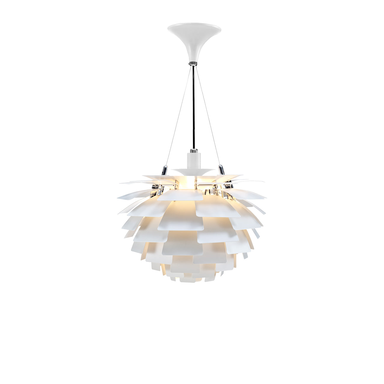 Artichoke Chandelier - White Metal Finish -Poul Henningsen Style - 3 Sizes