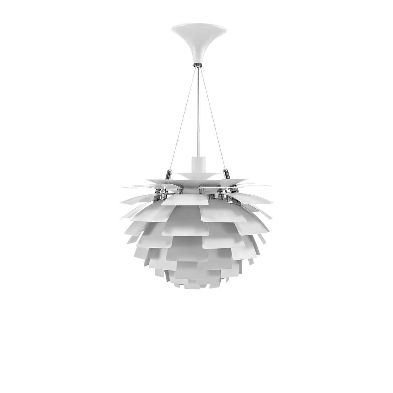 Thistle Chandelier - White Metal Finish -Poul Henningsen Style - 3 Sizes