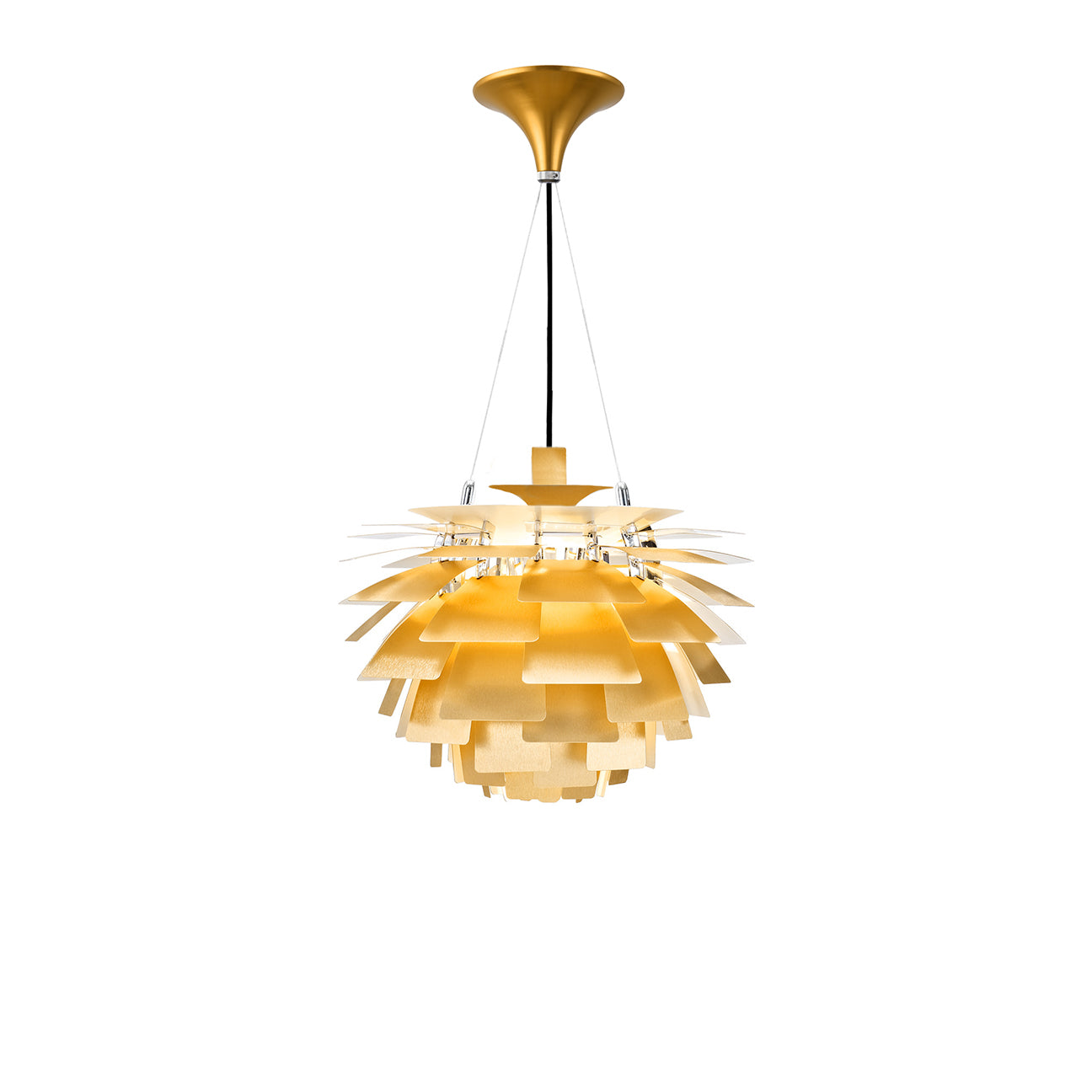 Thistle Chandelier - Brushed Golden Brass - Poul Henningsen Style - 3 Sizes