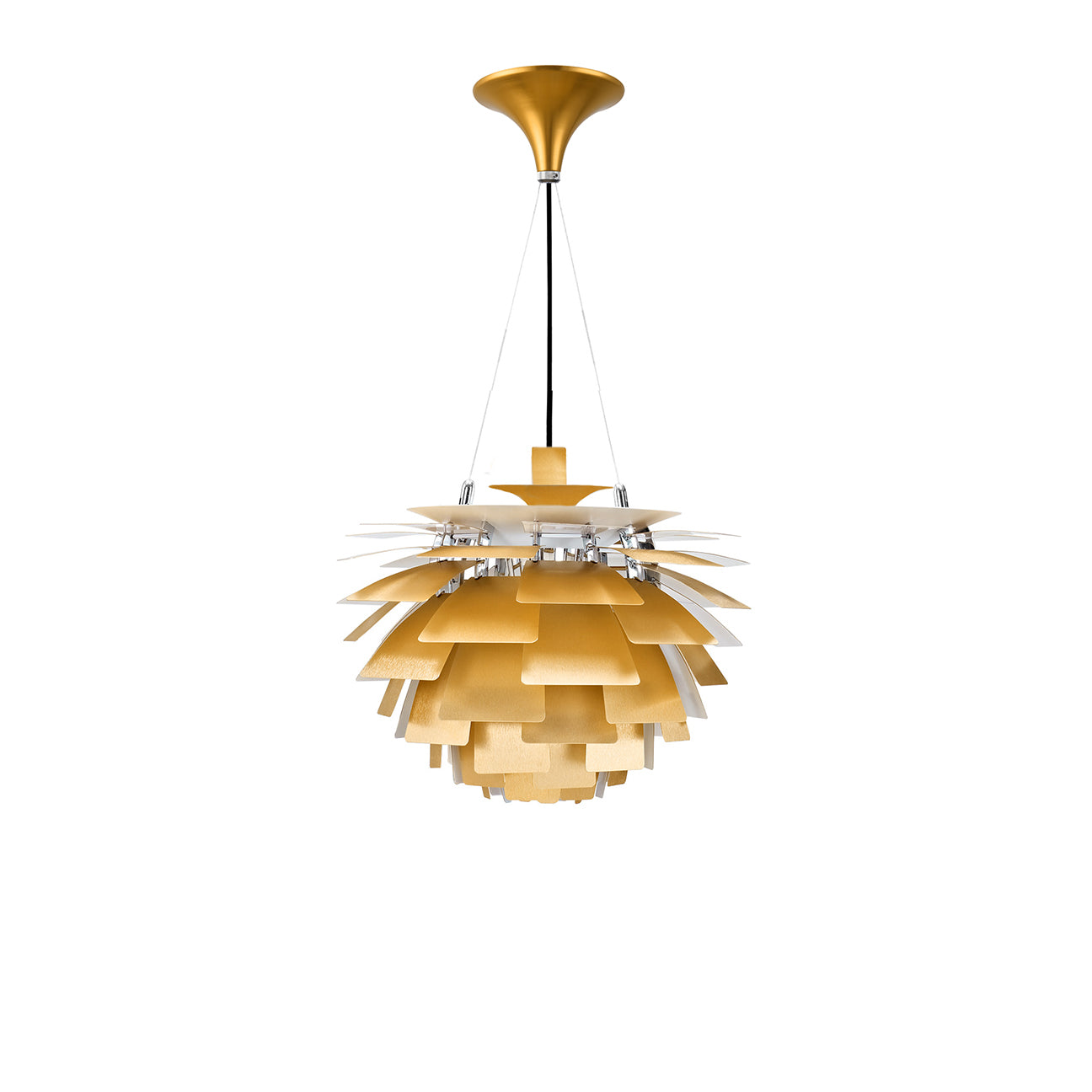 Thistle Chandelier - Brushed Golden Brass - Poul Henningsen Style - 3 Sizes