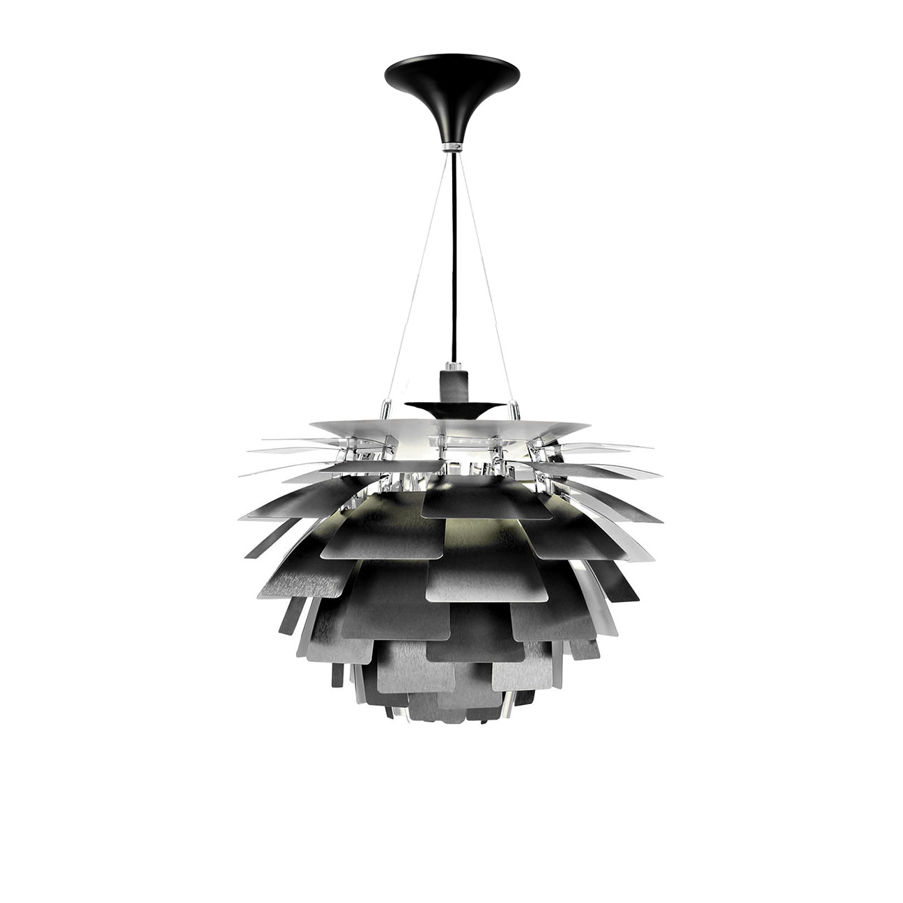 Poul Henningsen Style: Artichoke Chandelier in Black and 3 Sizes