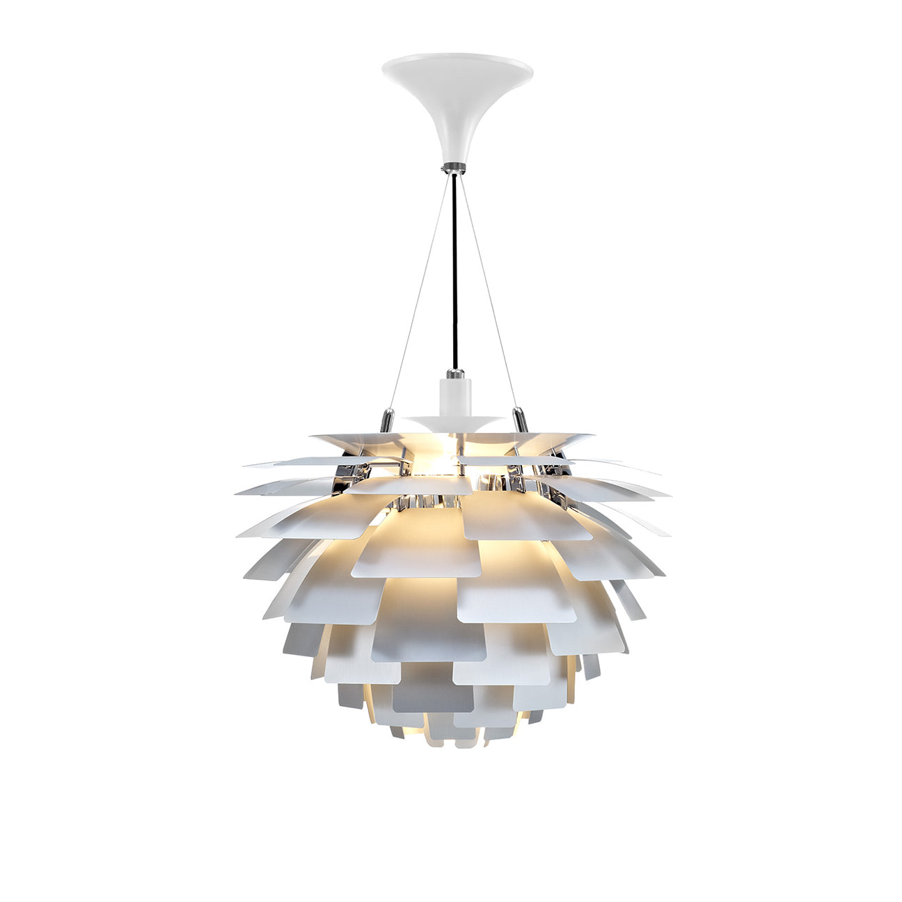 Thistle Chandelier - White Metal Finish -Poul Henningsen Style - 3 Sizes