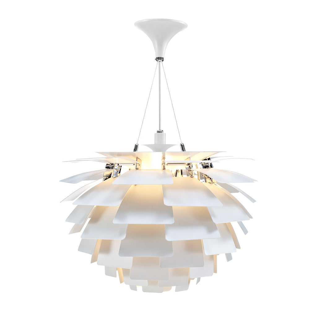 Thistle Chandelier - White Metal Finish -Poul Henningsen Style - 3 Sizes