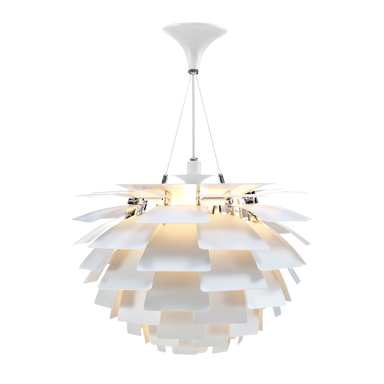 Thistle Chandelier - White Metal Finish -Poul Henningsen Style - 3 Sizes