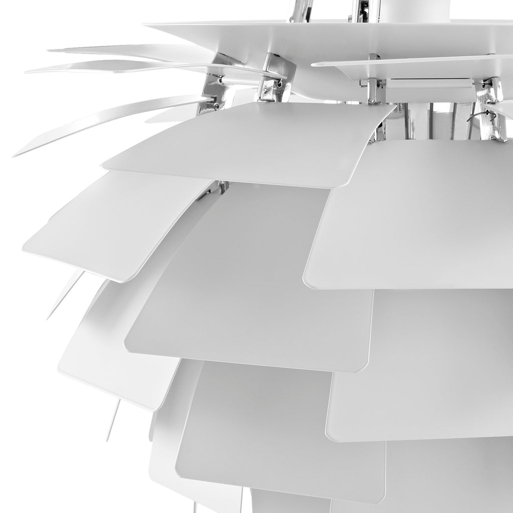 Thistle Chandelier - White Metal Finish -Poul Henningsen Style - 3 Sizes