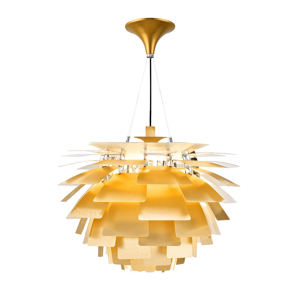 Thistle Chandelier - Brushed Golden Brass - Poul Henningsen Style - 3 Sizes