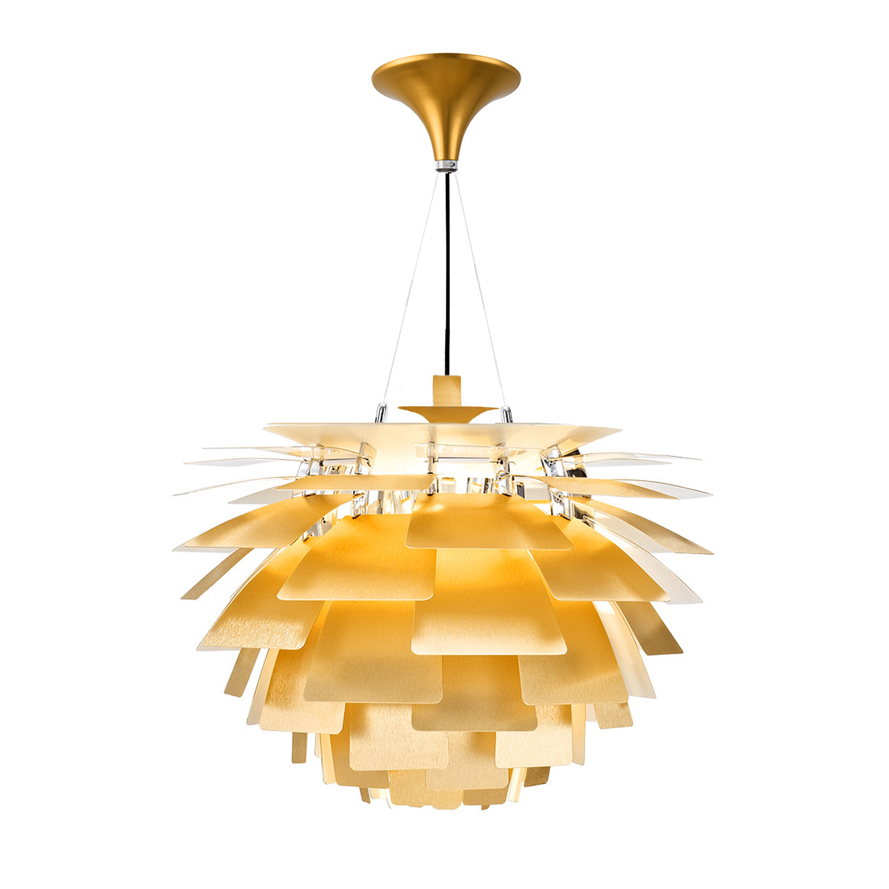 Thistle Chandelier - Brushed Golden Brass - Poul Henningsen Style - 3 Sizes