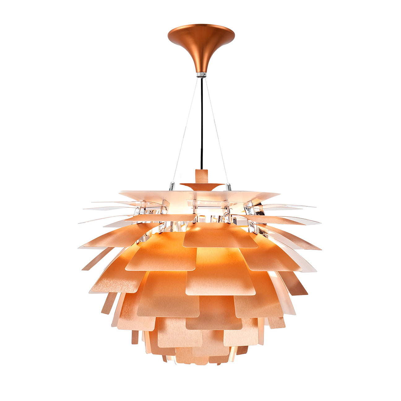 Thistle Chandelier - Brushed Rose Copper - Poul Henningsen Style - 3 Sizes