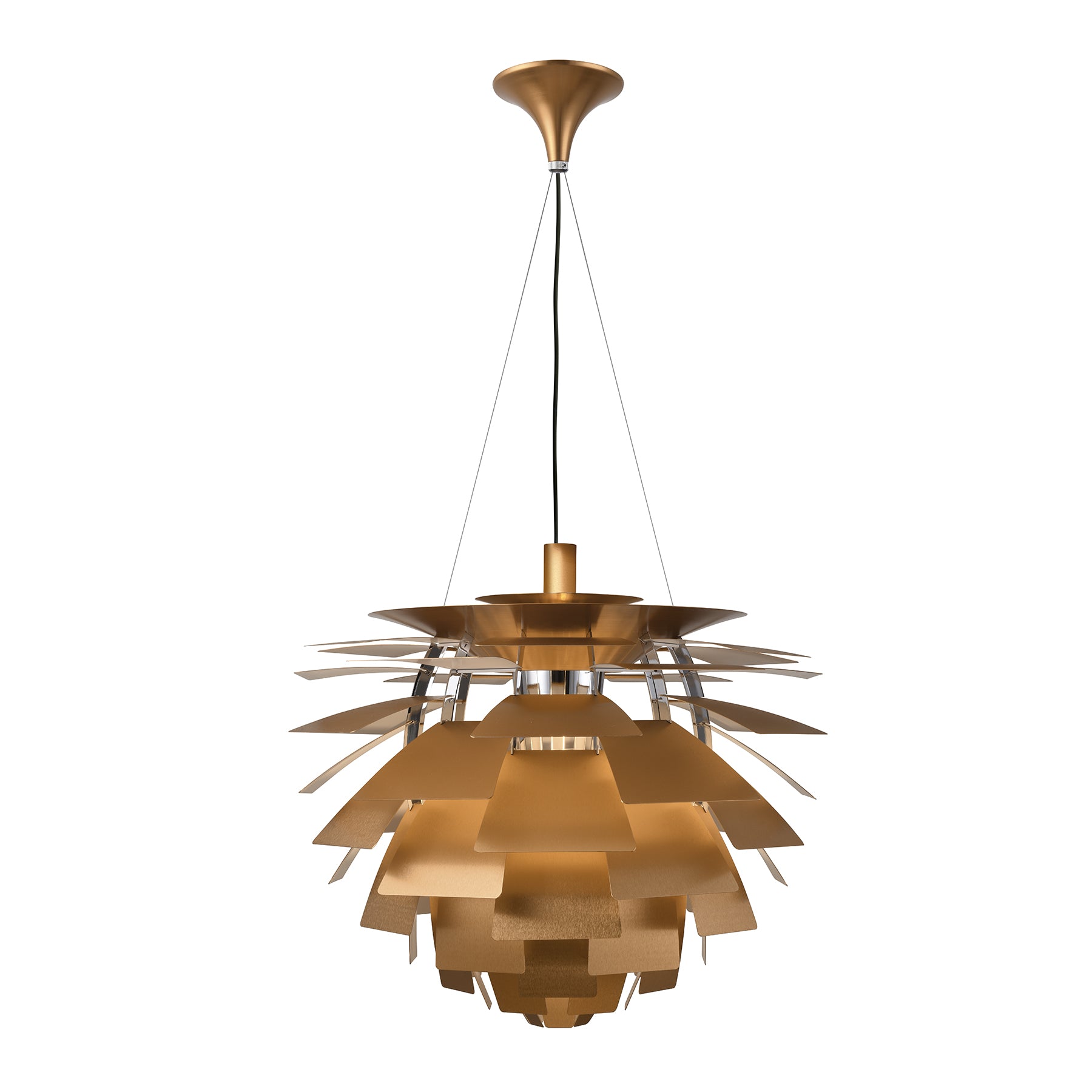 Thistle Chandelier - Brushed Antique Brass - Poul Henningsen Style - 3 Sizes
