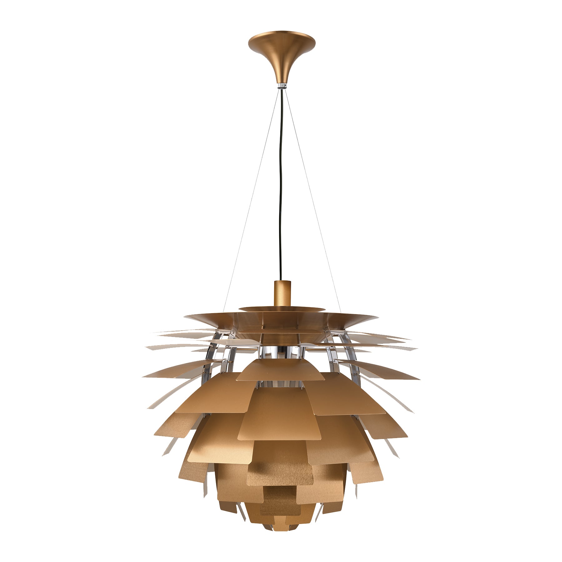 Thistle Chandelier - Brushed Antique Brass - Poul Henningsen Style - 3 Sizes