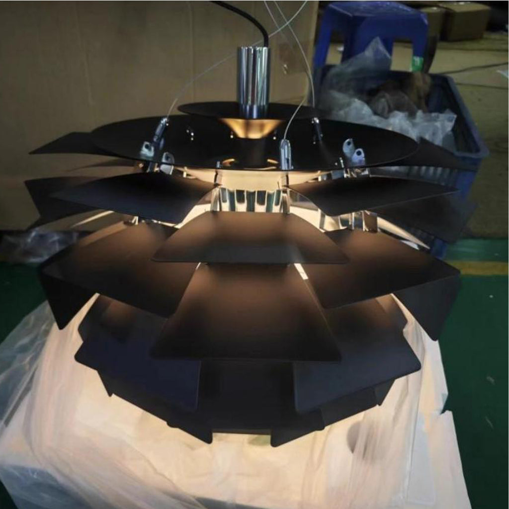 Poul Henningsen Style: Artichoke Chandelier in Black and 3 Sizes